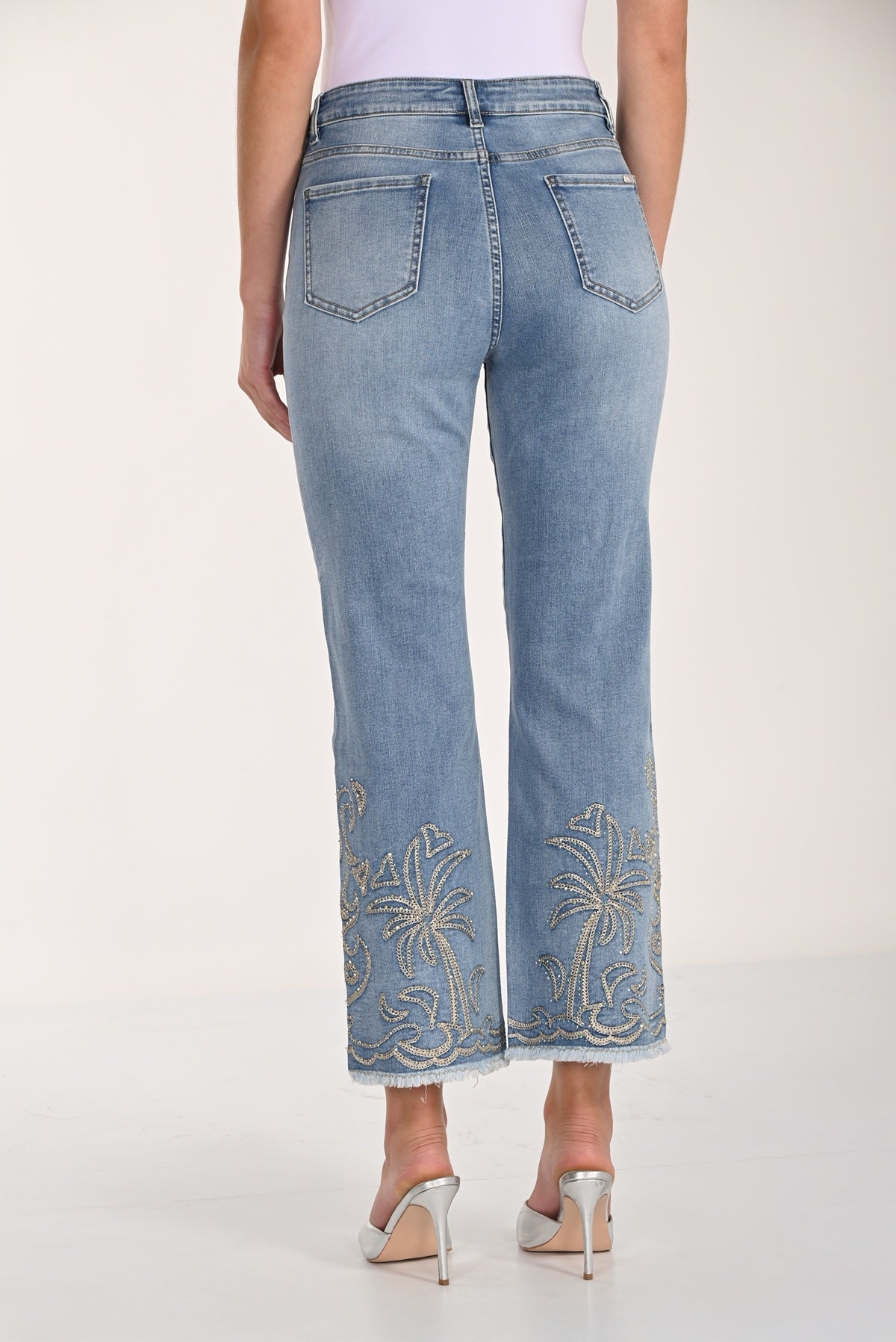 Palm Tree Mid-rise Cropped Jeans