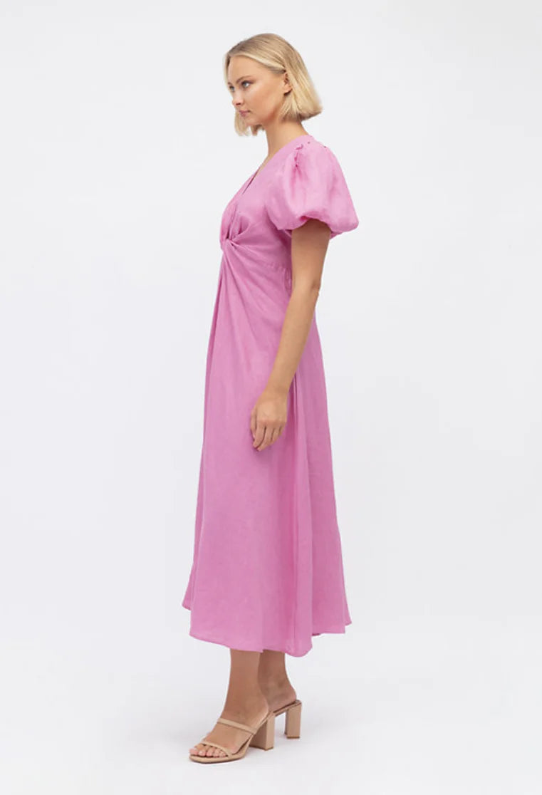 Puff Sleeve Midi Dress