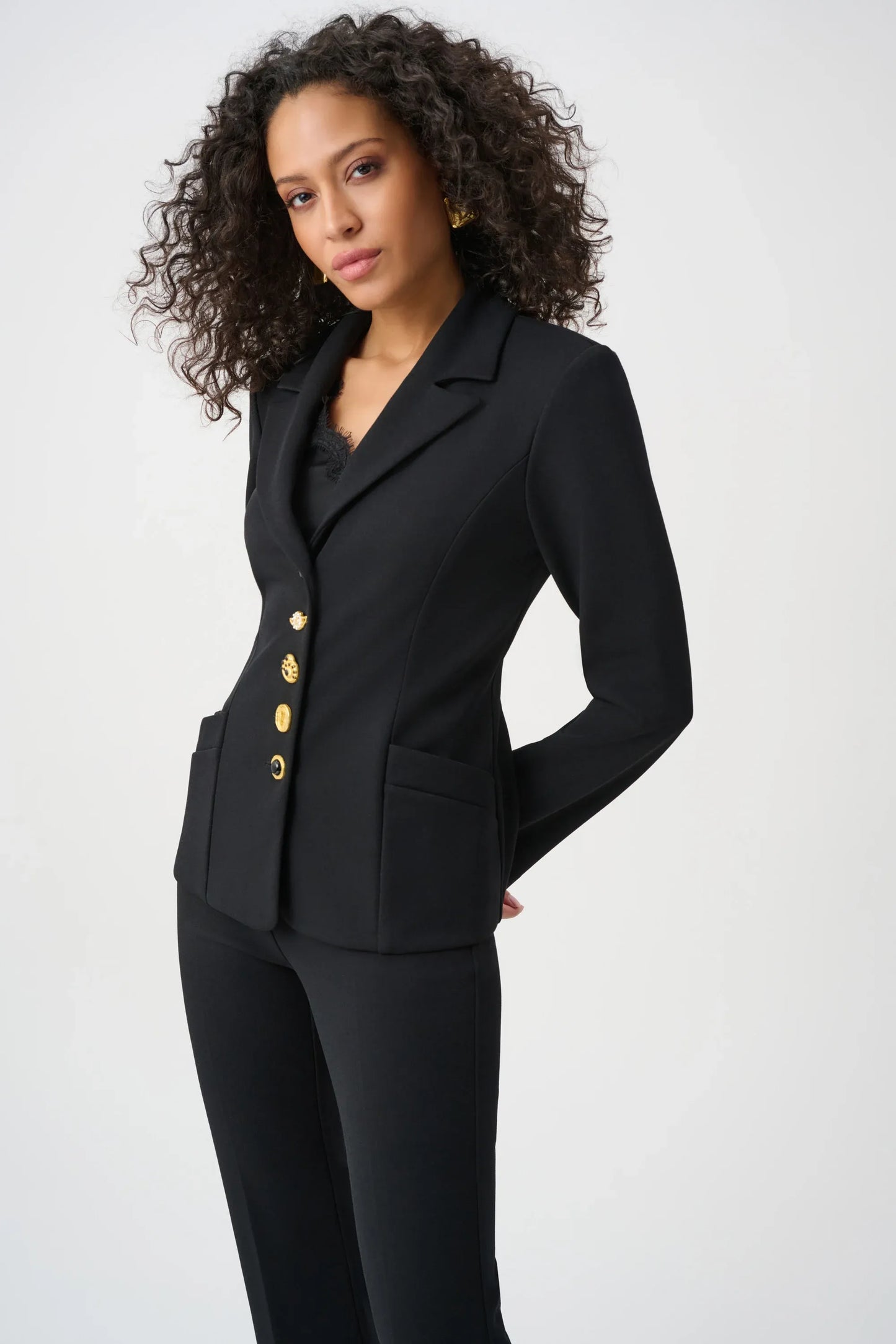Crepe Blazer With Statement Buttons