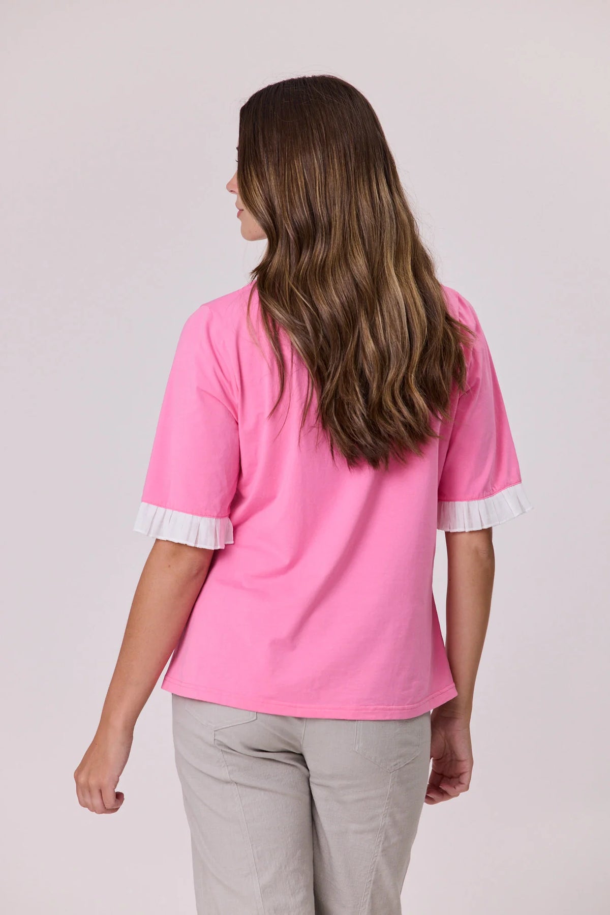 Pink Ruffle Sleeve Tee