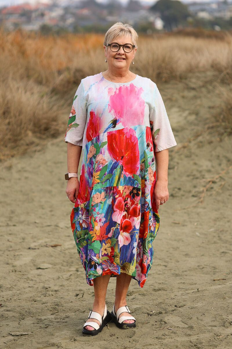 Floral Kaleidoscope Balloon Dress