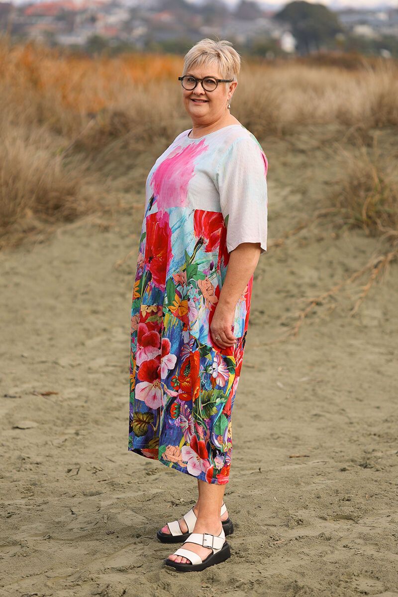 Floral Kaleidoscope Balloon Dress
