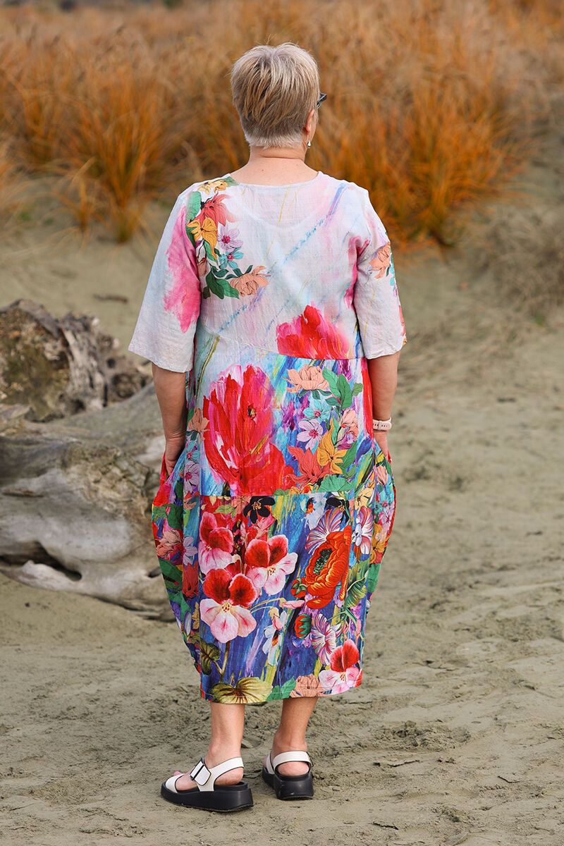 Floral Kaleidoscope Balloon Dress