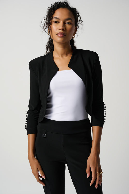 Sleek Black 3/4 Sleeve Bolero