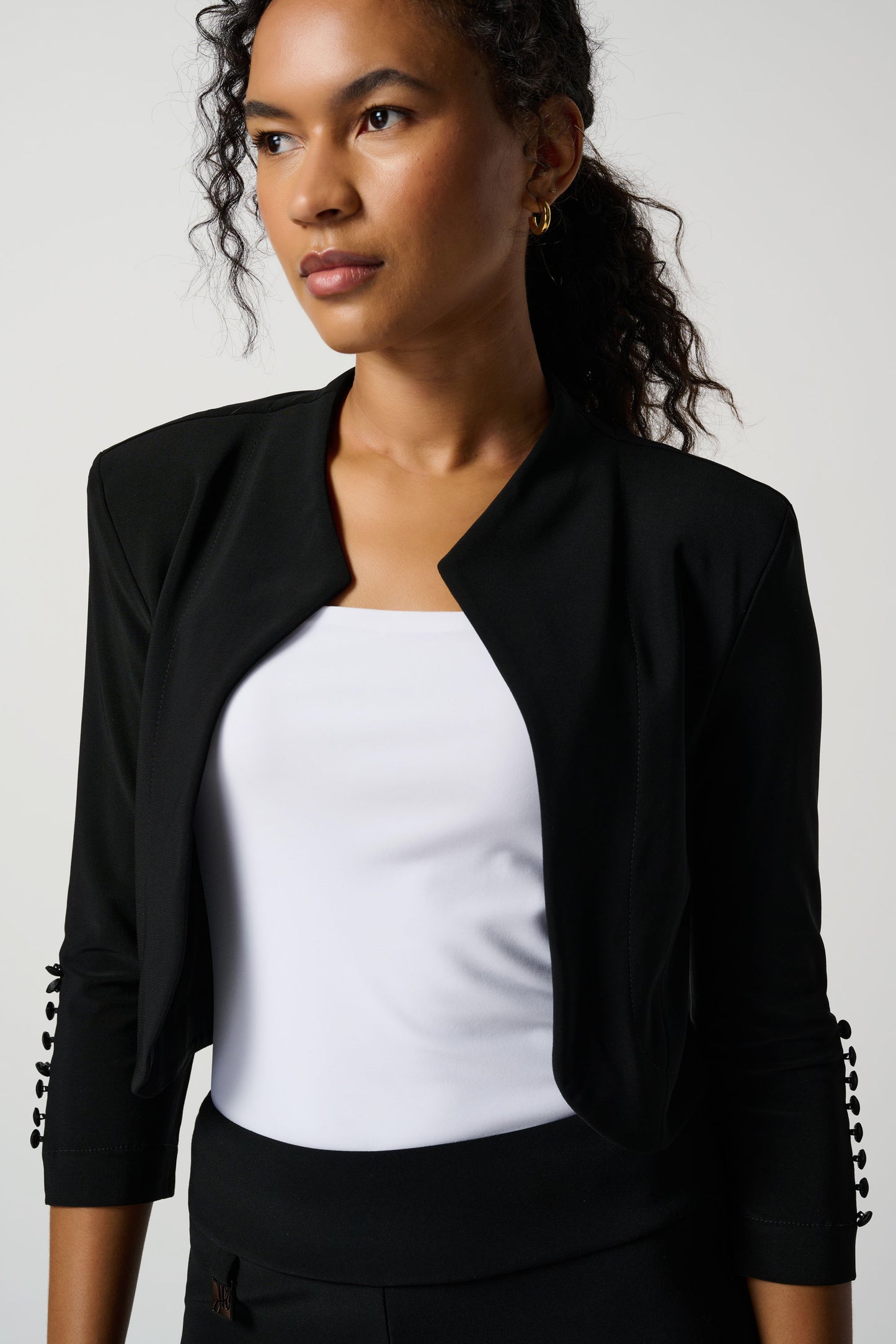 Sleek Black 3/4 Sleeve Bolero