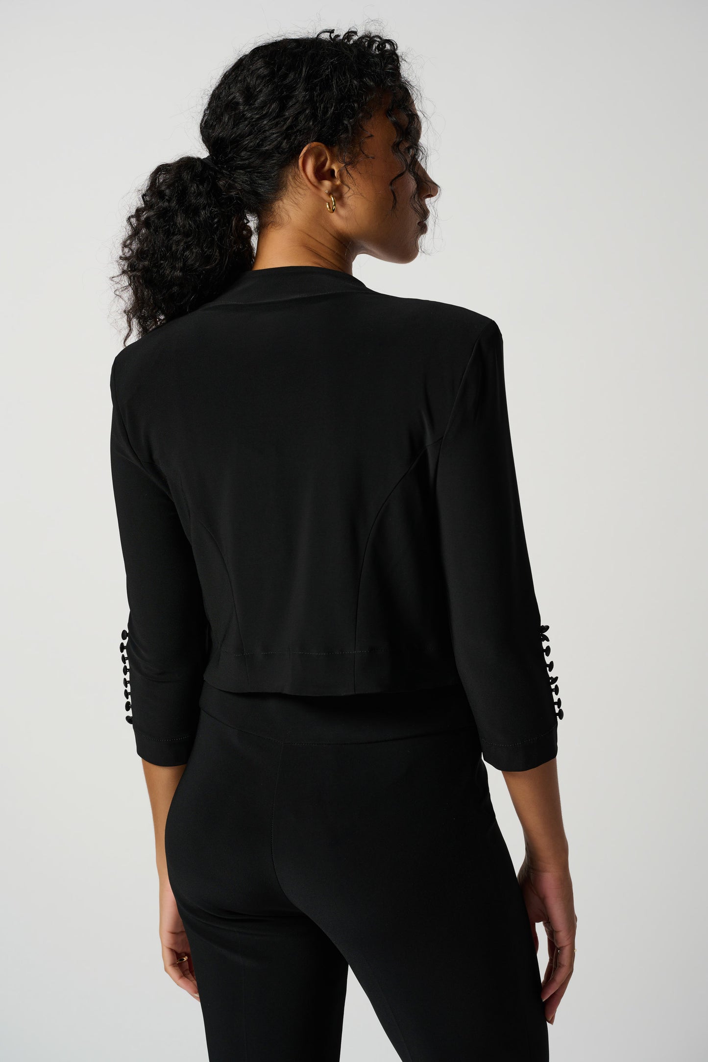 Sleek Black 3/4 Sleeve Bolero