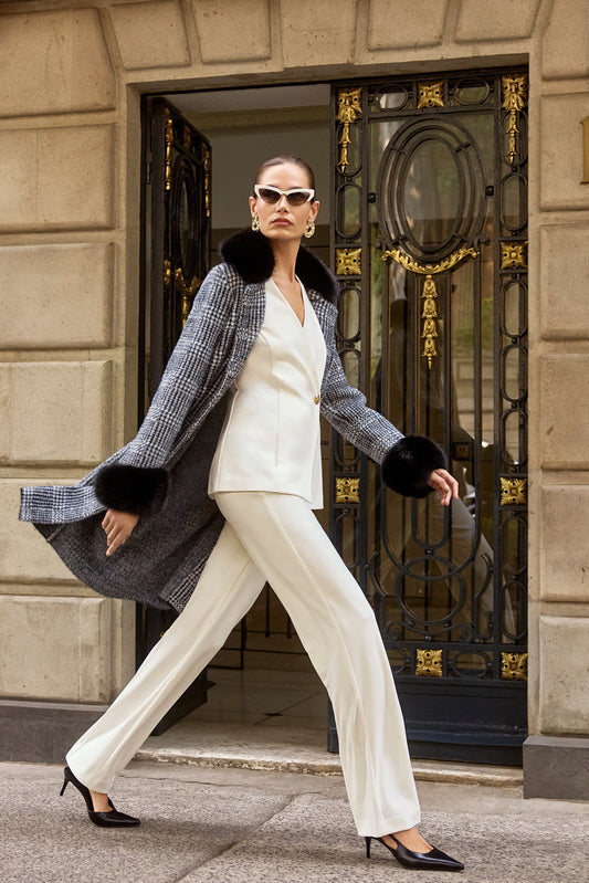 Plaid Long Blazer Coat