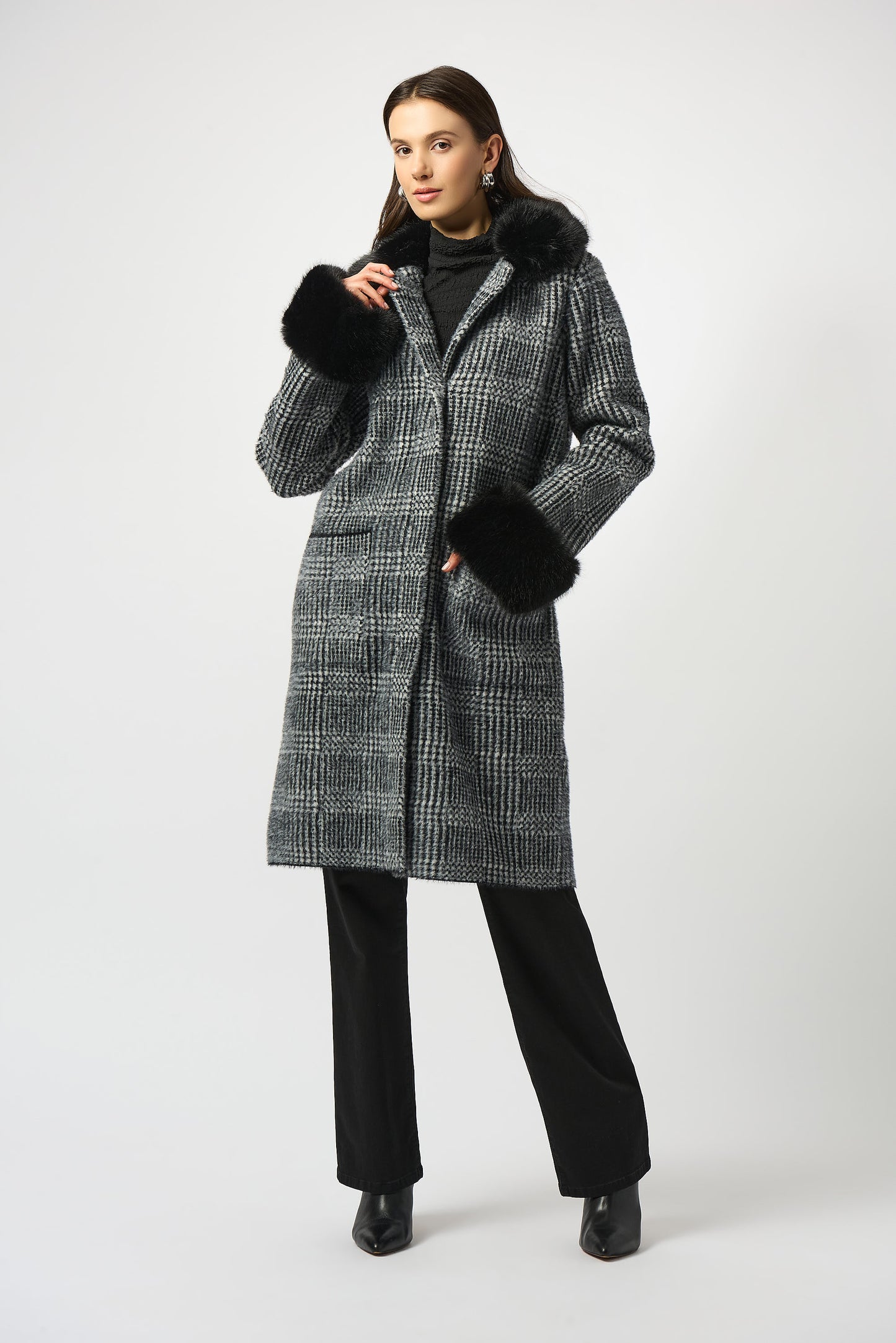 Plaid Long Blazer Coat