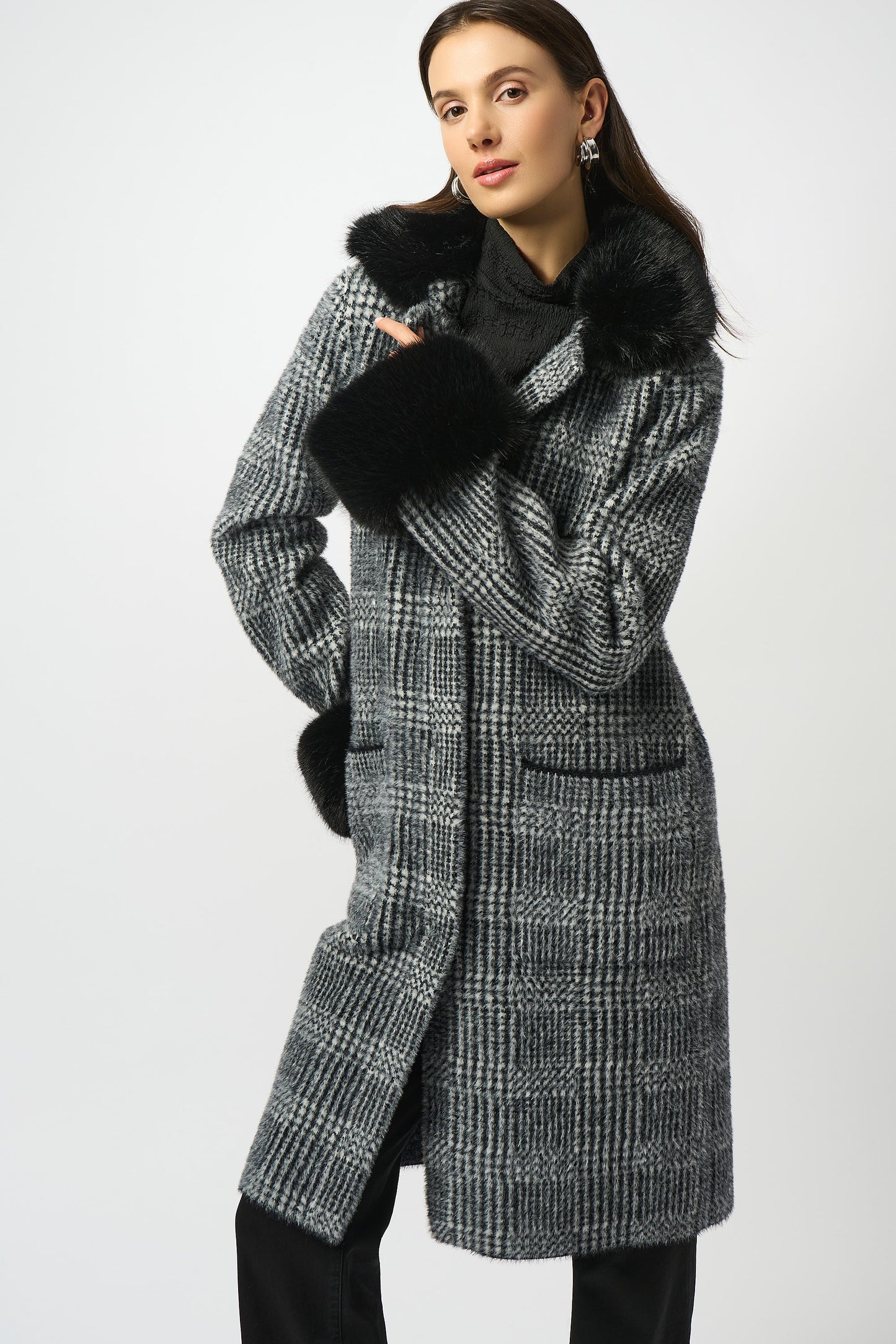 Plaid Long Blazer Coat