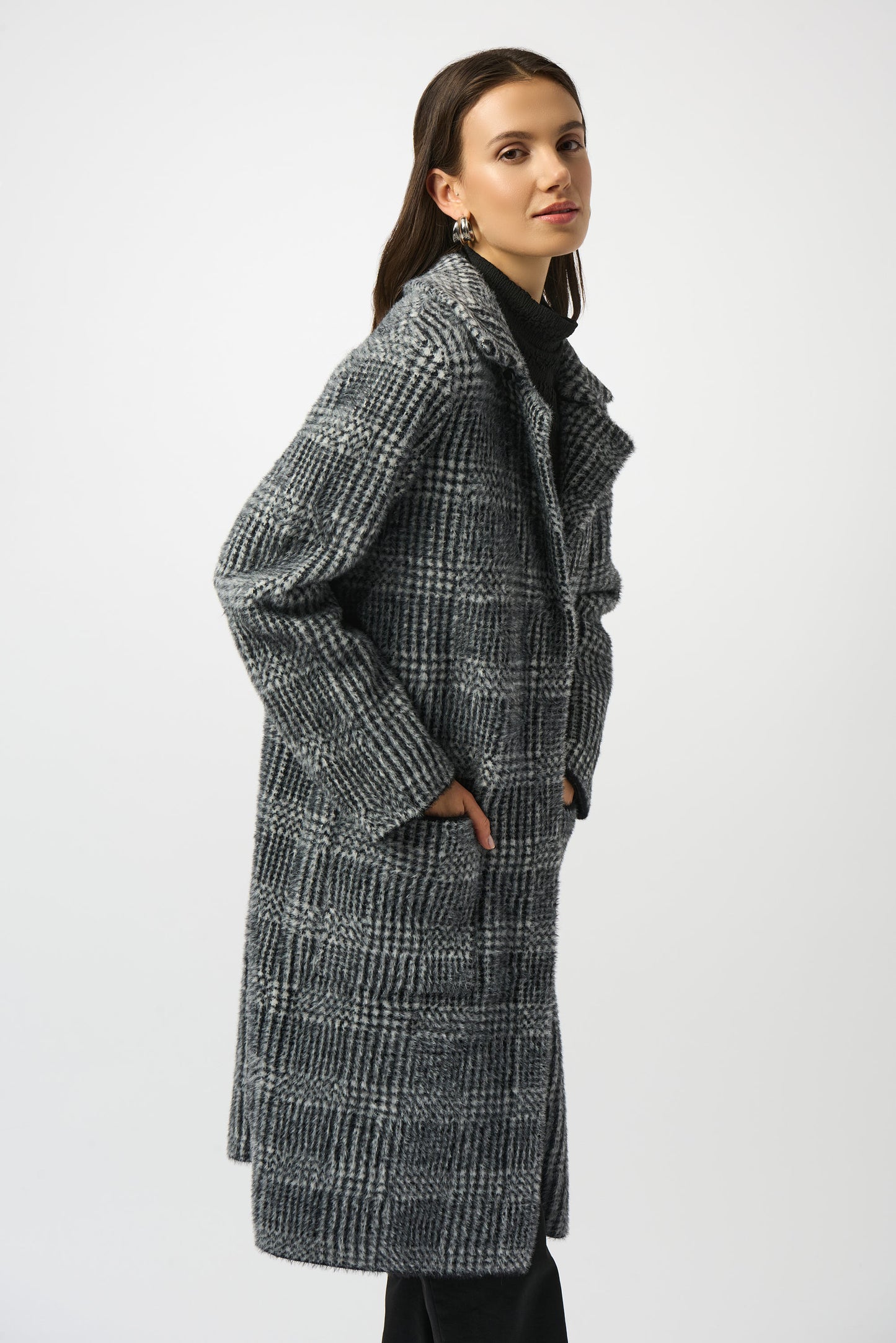 Plaid Long Blazer Coat
