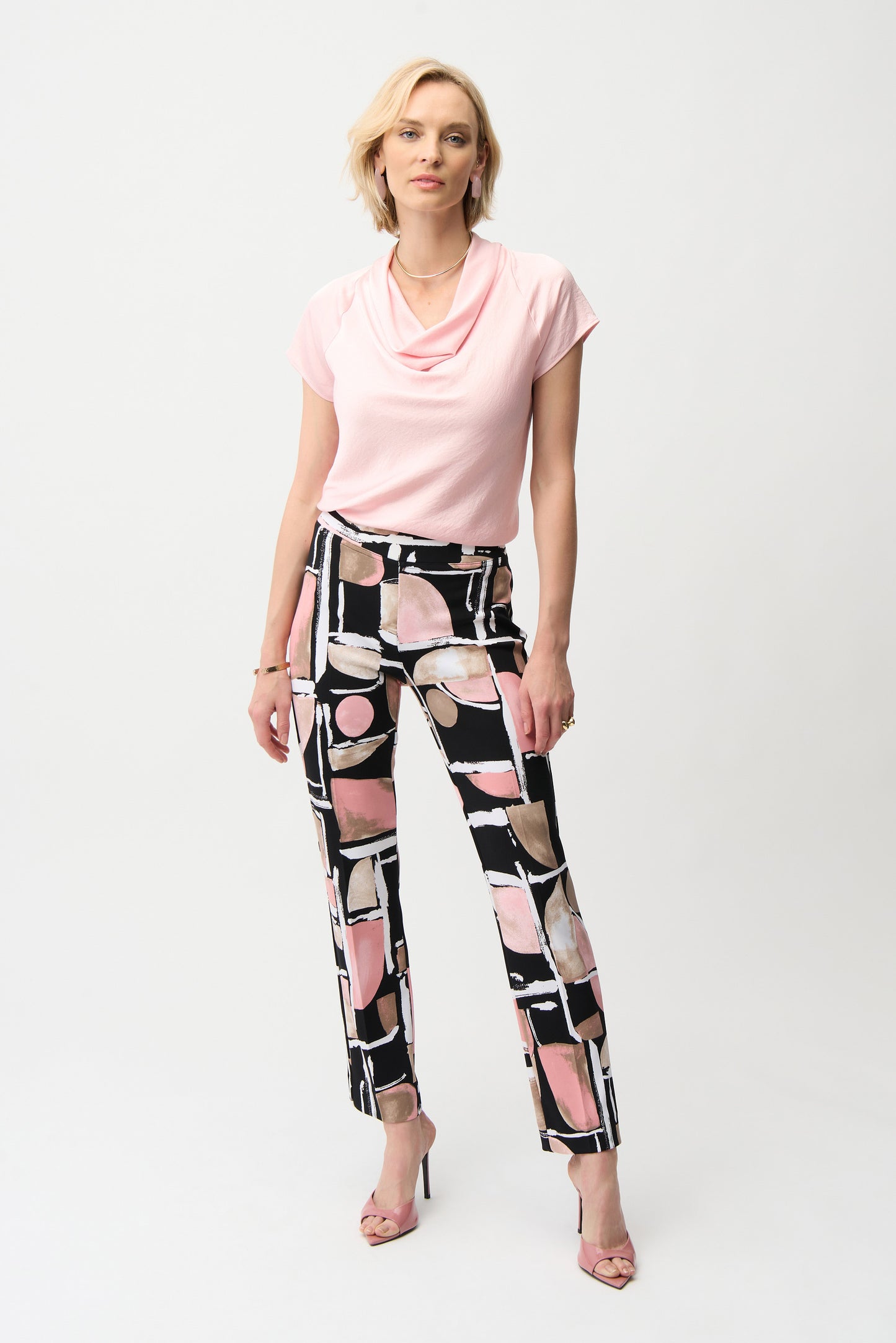 Slim High-waisted Abstract Print Trousers