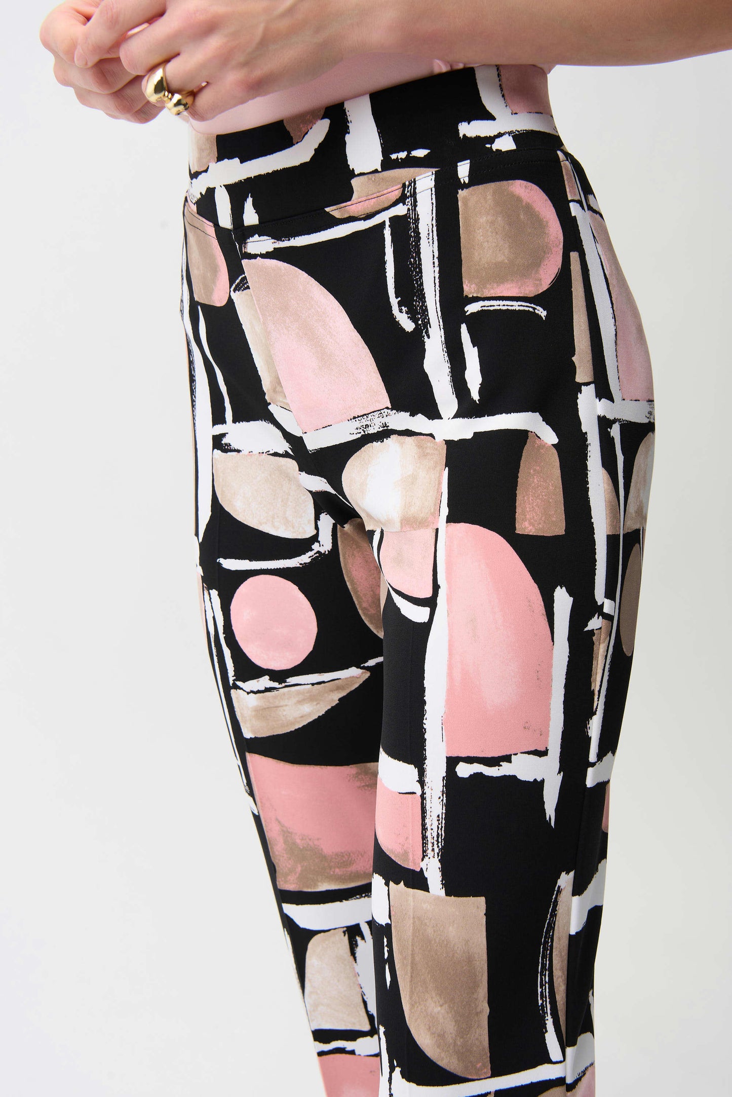 Slim High-waisted Abstract Print Trousers
