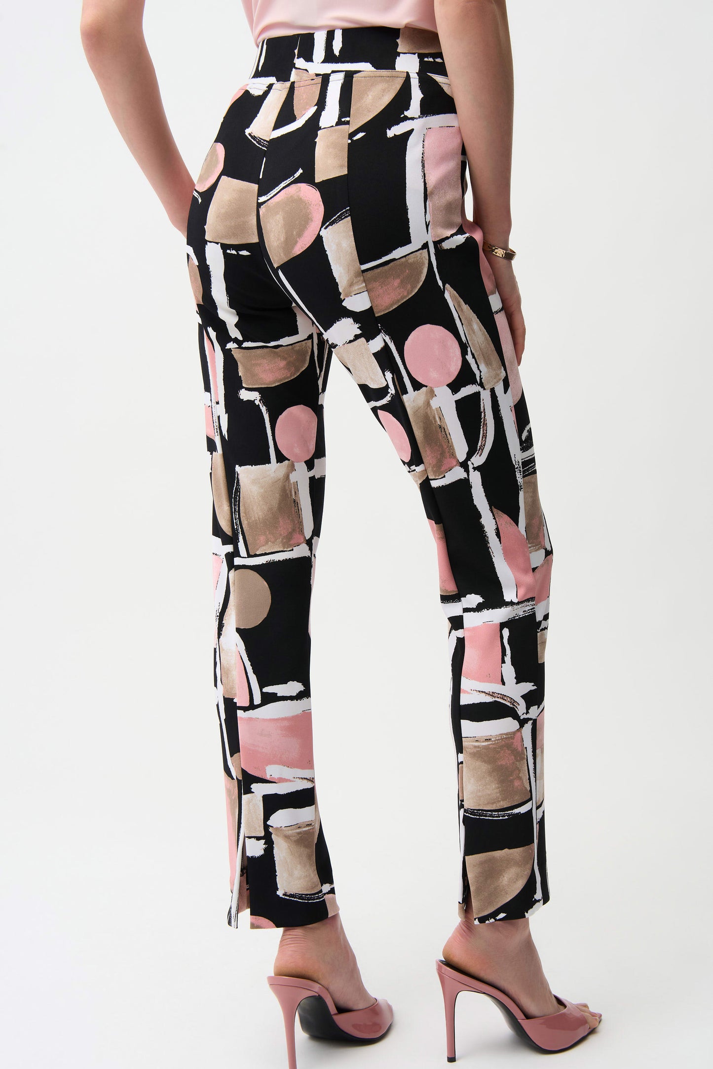 Slim High-waisted Abstract Print Trousers