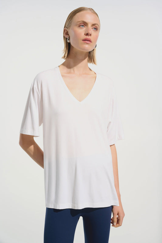 Vanilla Jersey Boxy Tunic With V-neckline