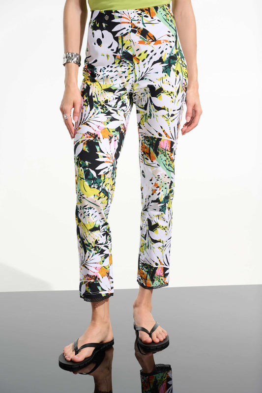 Millennium Tropical Print Pull-On Pants With Mesh Detail