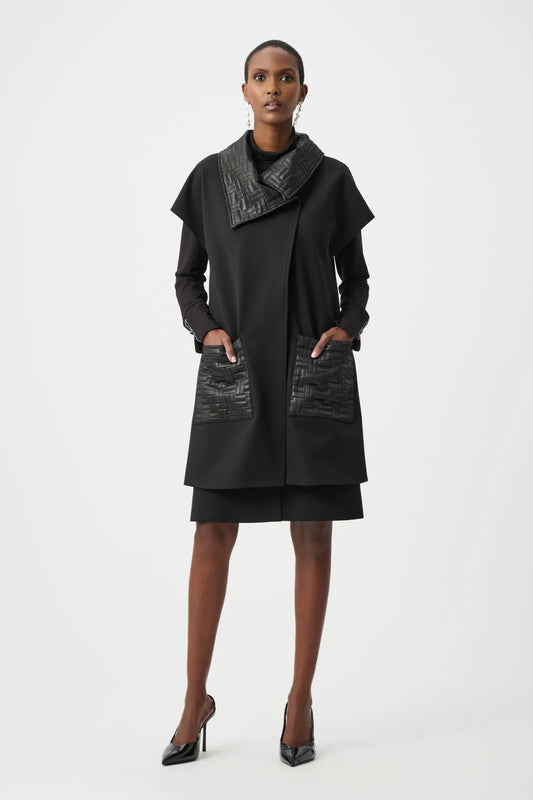 Heavy Knit Vest With Quilted Collar
