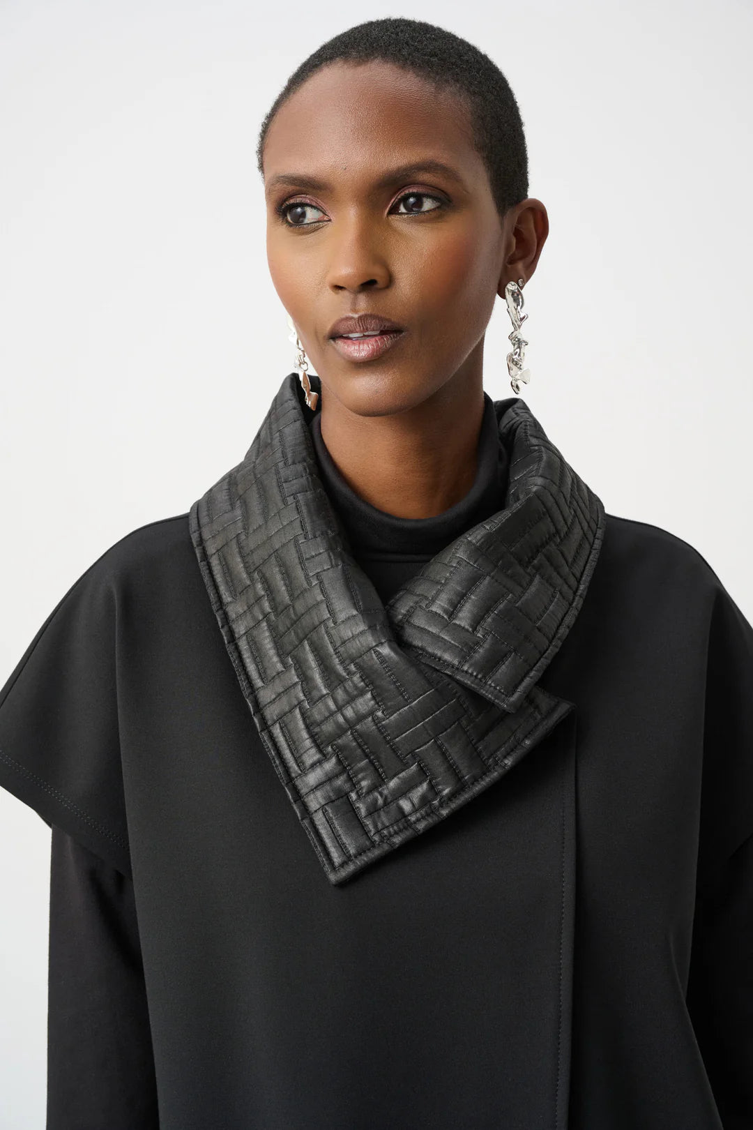 Heavy Knit Vest With Quilted Collar
