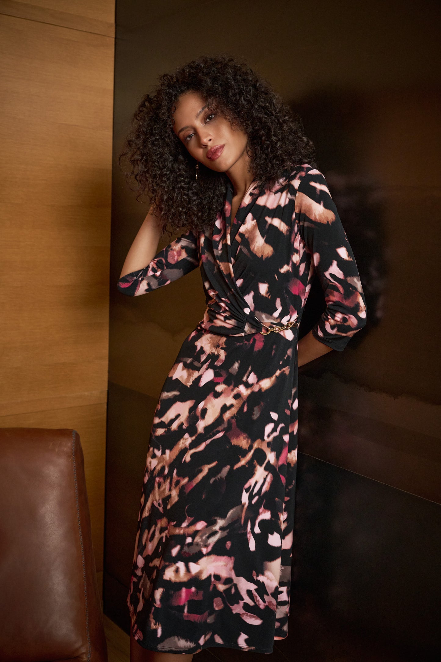 Knee-length Wrap Dress