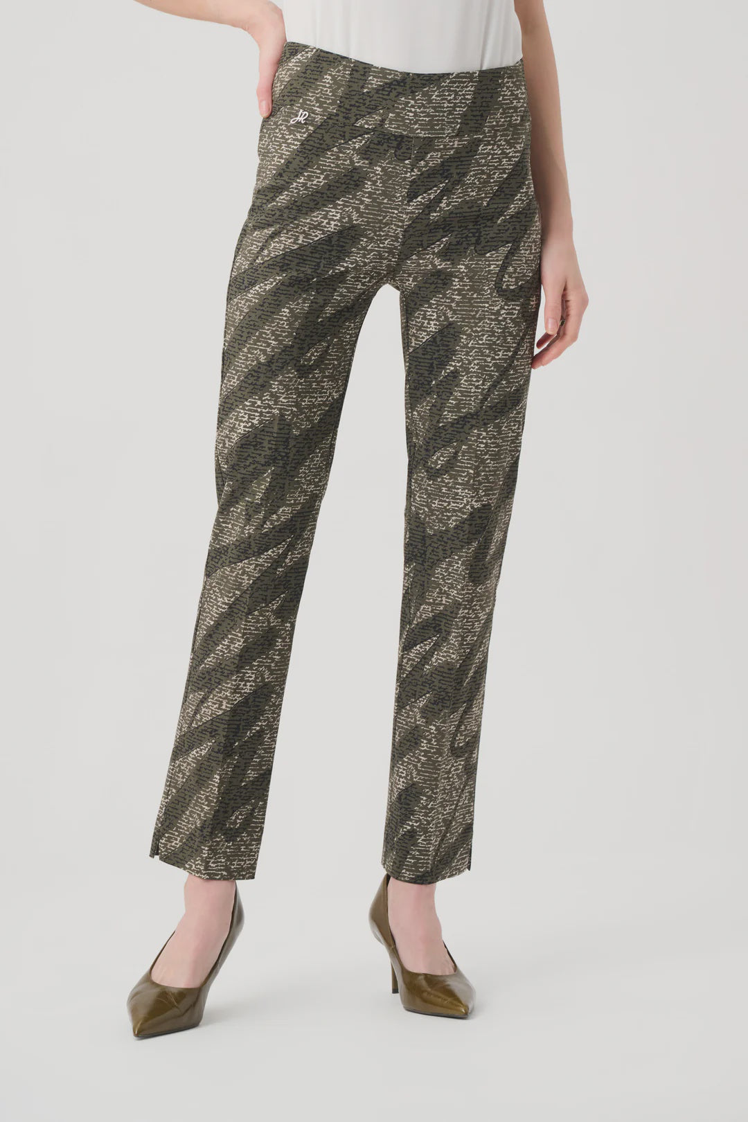 Slim Full-length Abstract Print Trousers