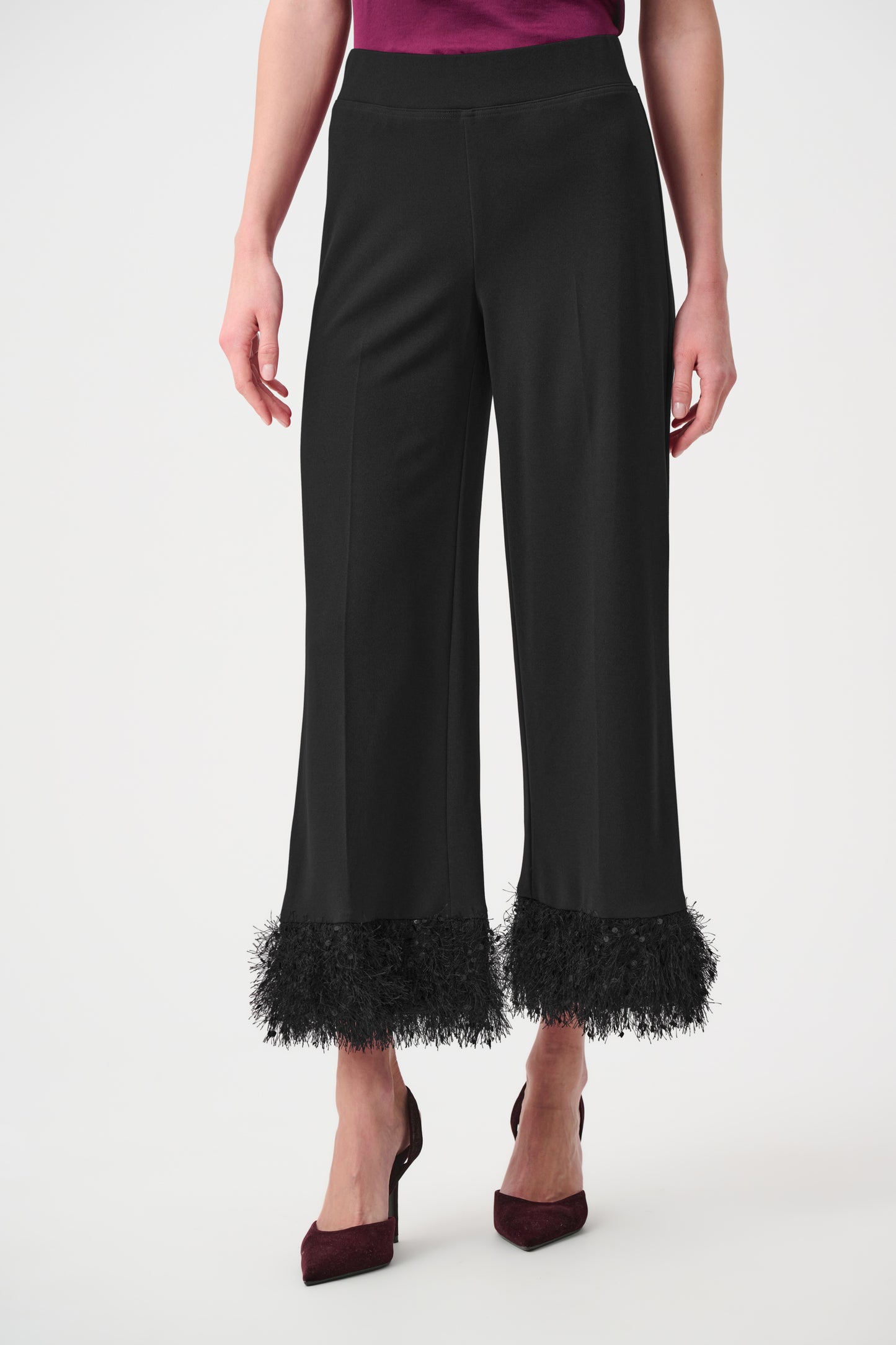 Wide Leg Textured Hem Pants