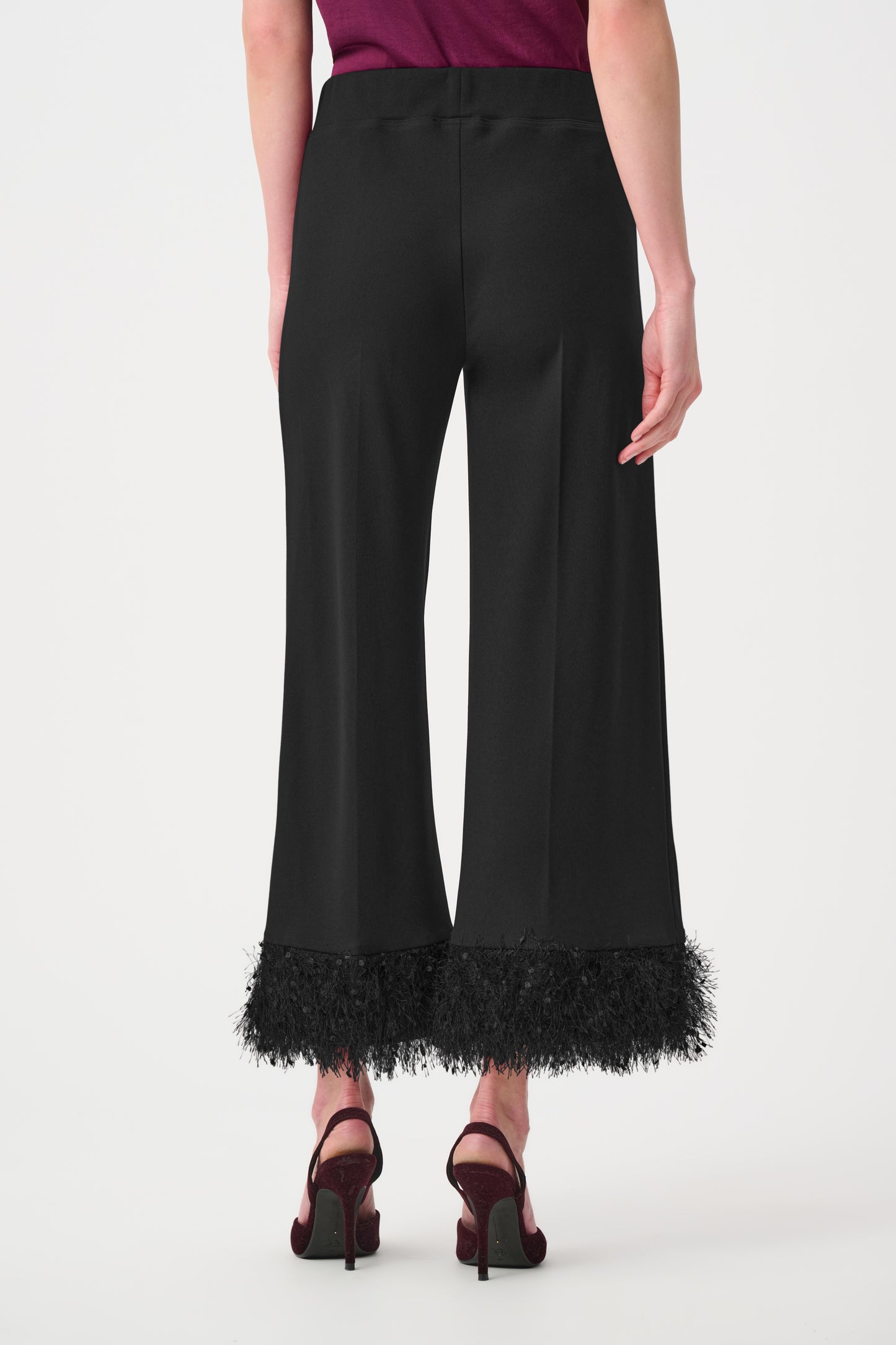 Wide Leg Textured Hem Pants
