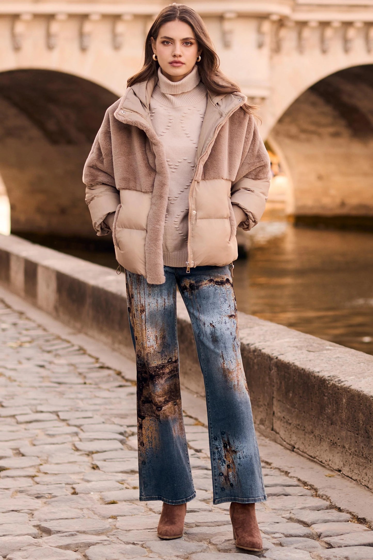 Industrial Metal Look Jeans