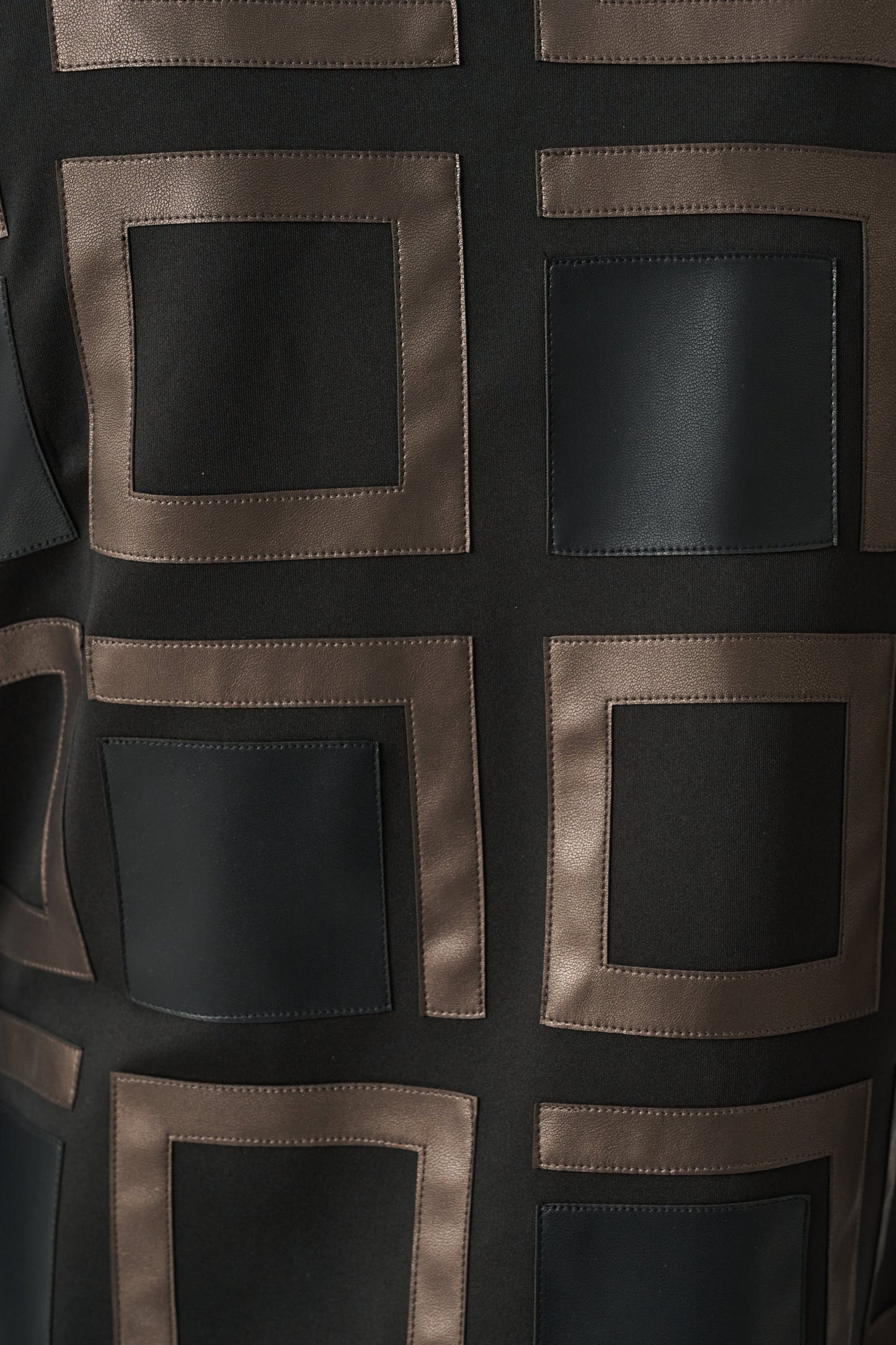 Leatherette Collarless Two-tone Jacket