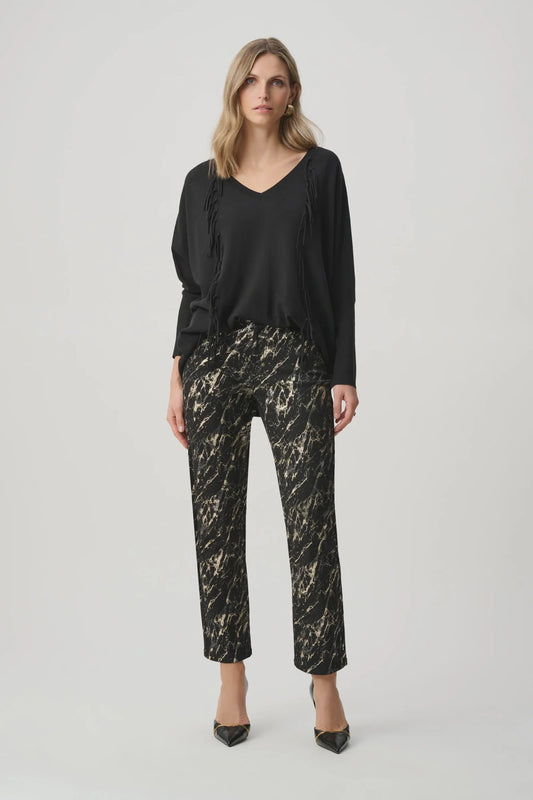 Metallic Print Straight Leg Jeans