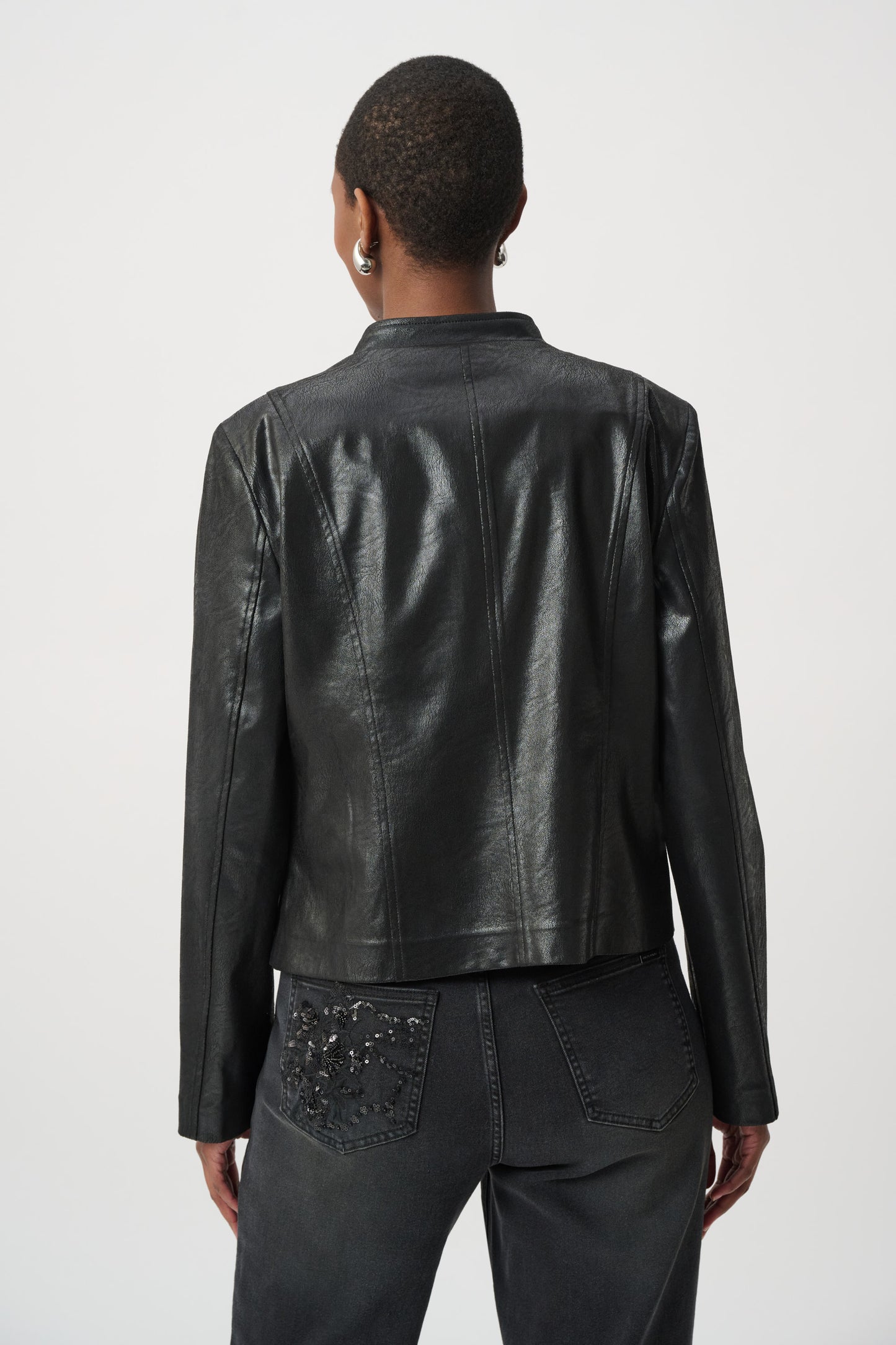 Vegan Leather Sculptural Jacket