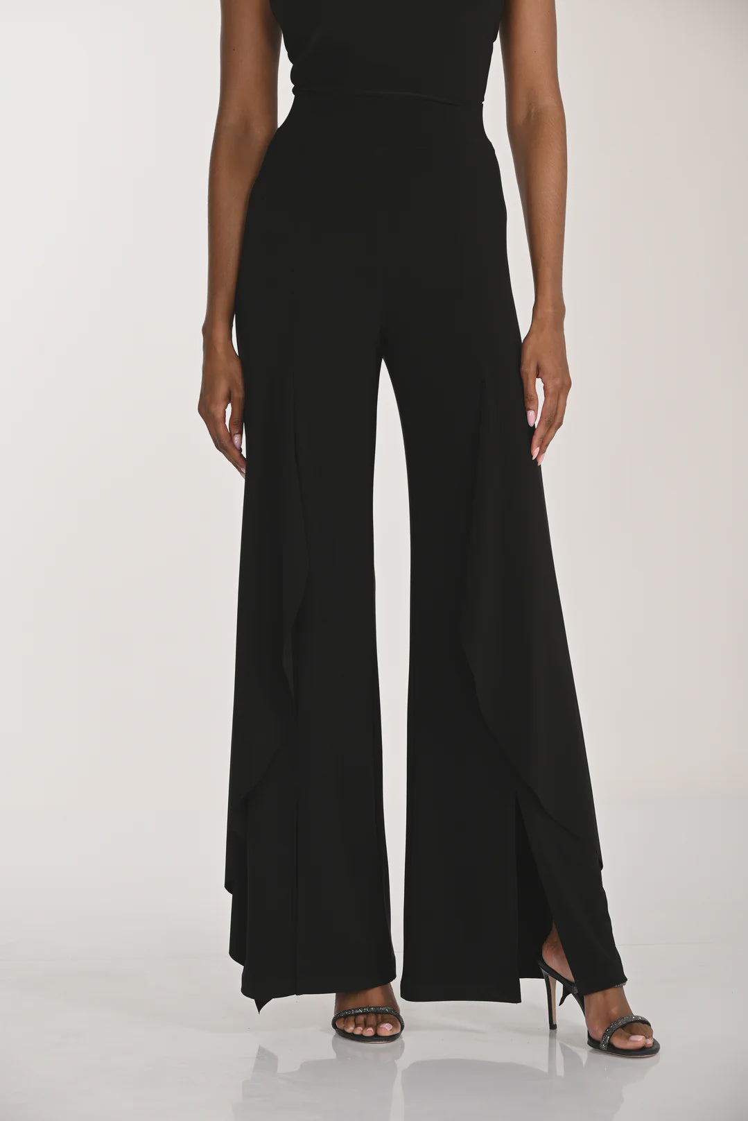 Wide Leg Black Flutter Pants