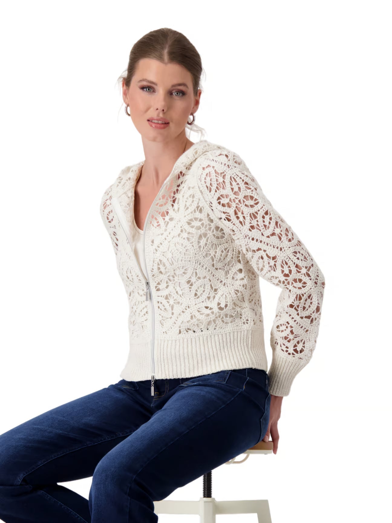 Cream Crochet Hoodie