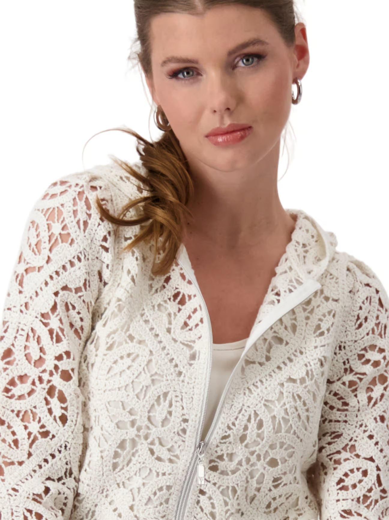 Cream Crochet Hoodie