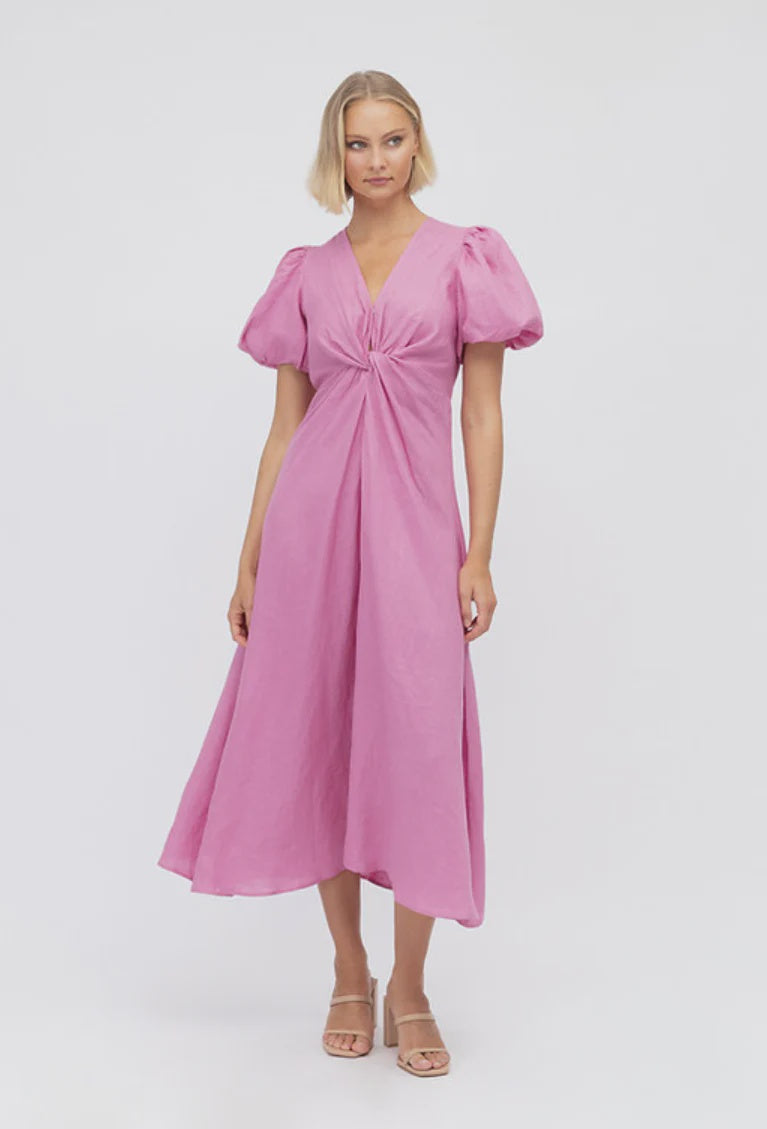 Puff Sleeve Midi Dress