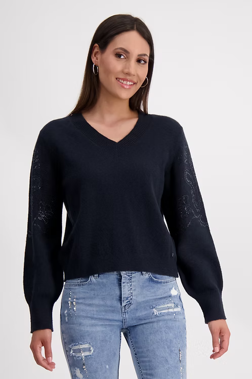 Slate Grey Sparkle Embellished Sweater