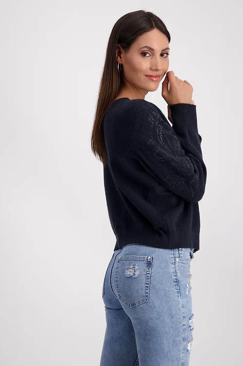 Slate Grey Sparkle Embellished Sweater