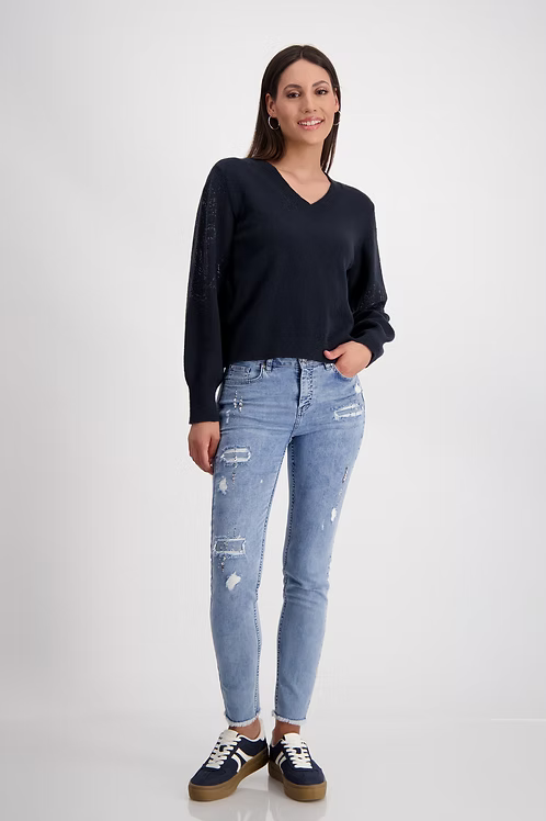 Slate Grey Sparkle Embellished Sweater