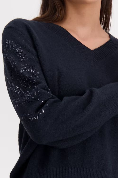 Slate Grey Sparkle Embellished Sweater