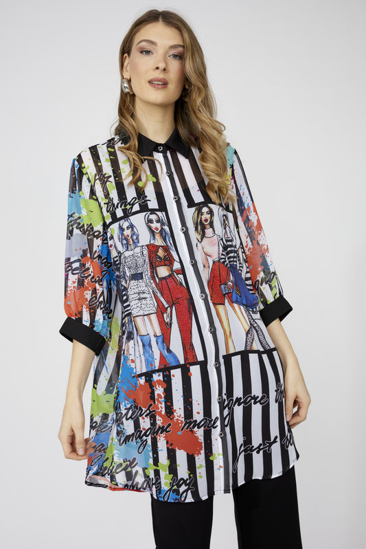 Graphic Multicolour Splash Blouse