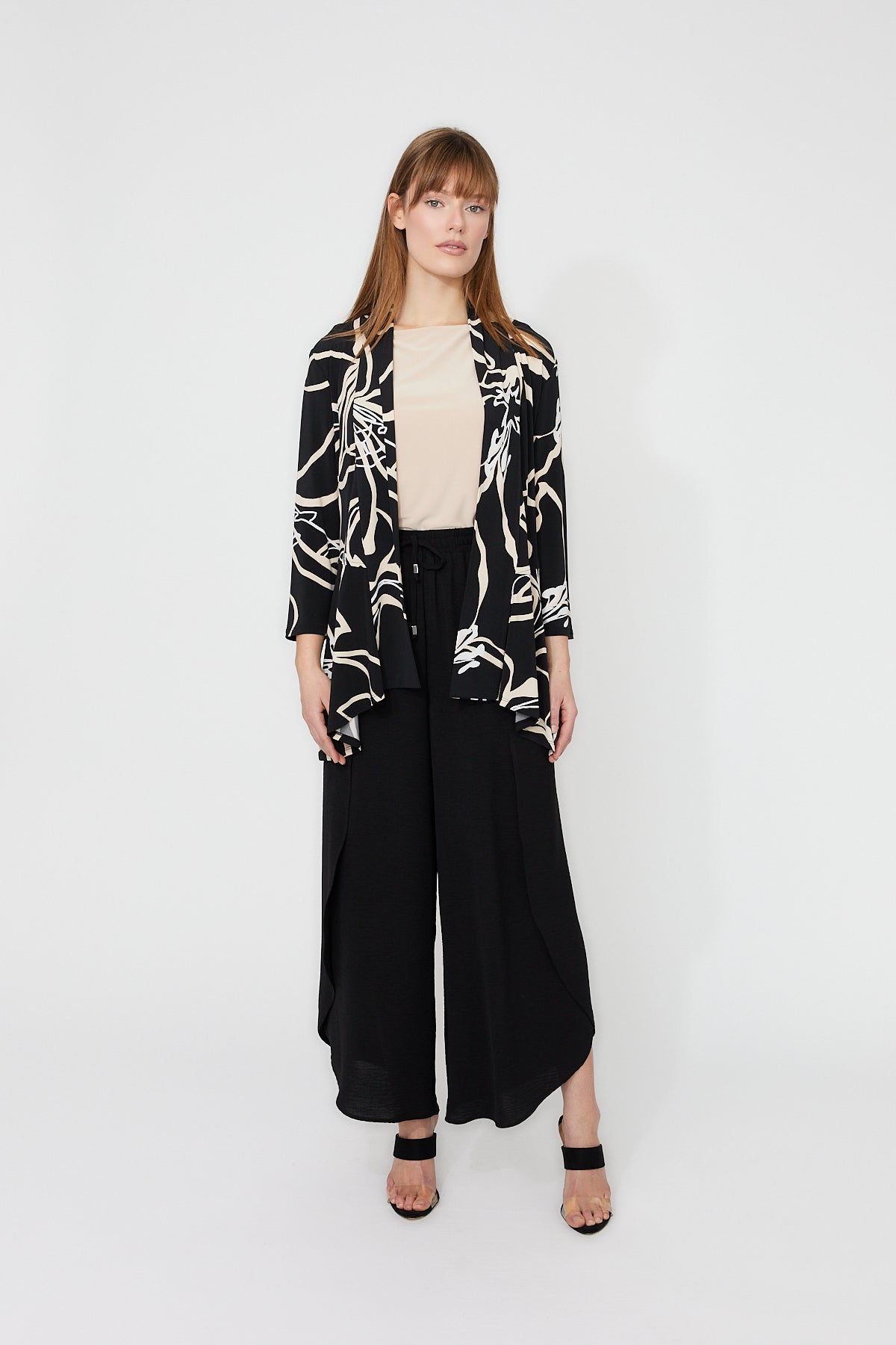 Abstract Print Open-front Blazer