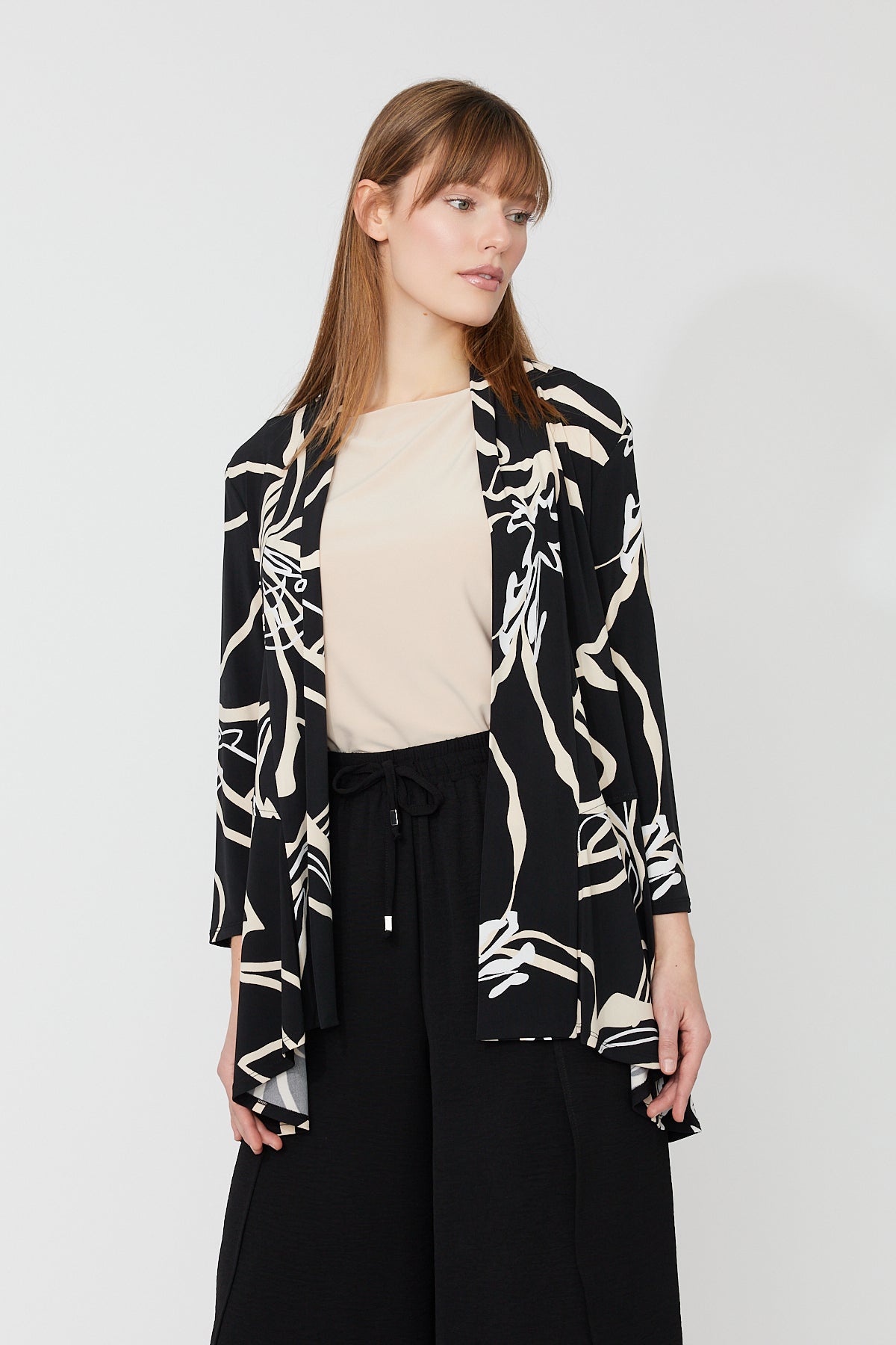 Abstract Print Open-front Blazer