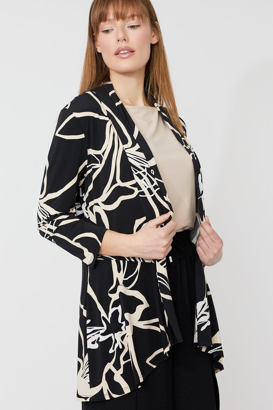 Abstract Print Open-front Blazer