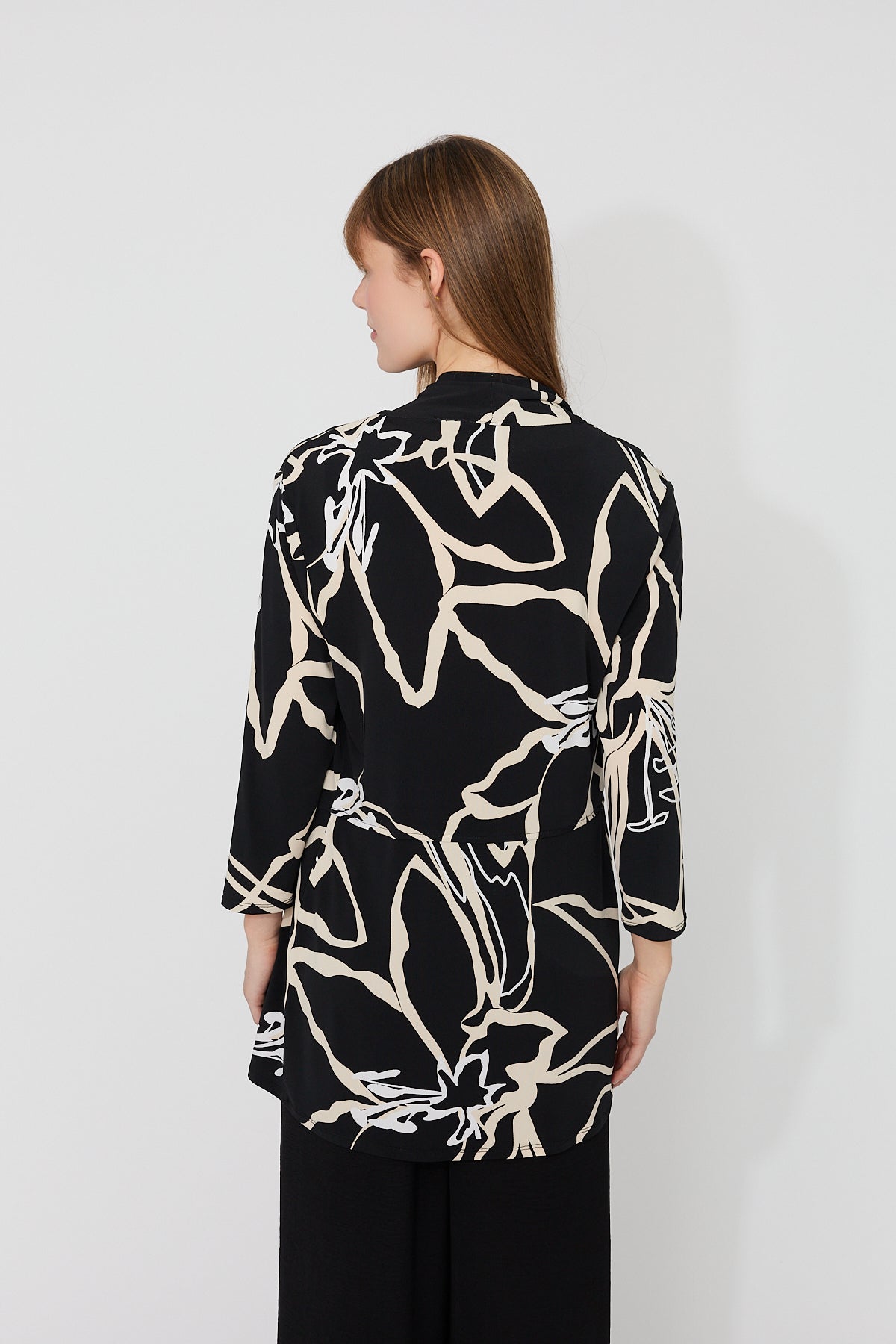 Abstract Print Open-front Blazer