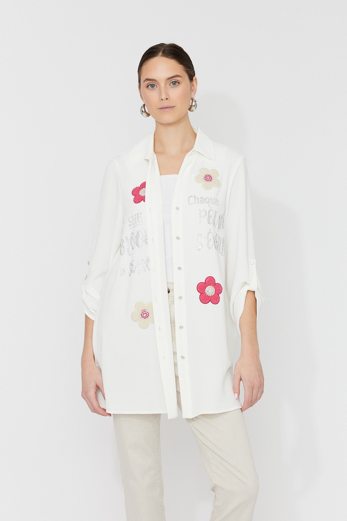 Floral Patch Embroidered Blouse