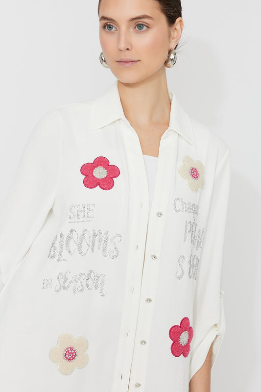 Floral Patch Embroidered Blouse