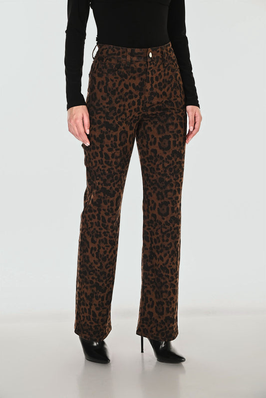 Wide Leg Leopard Print Jeans