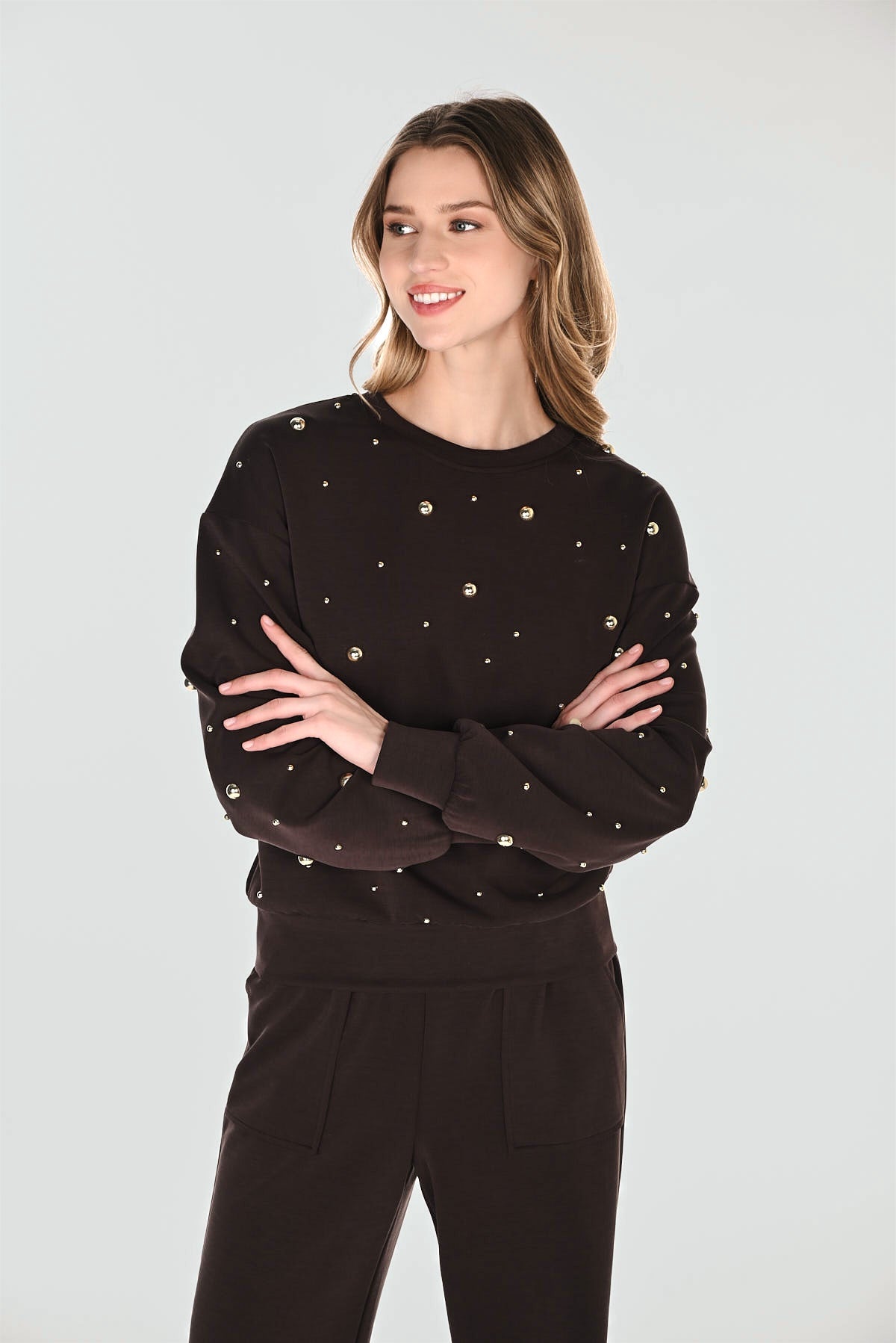Studded Mocha Sweatshirt
