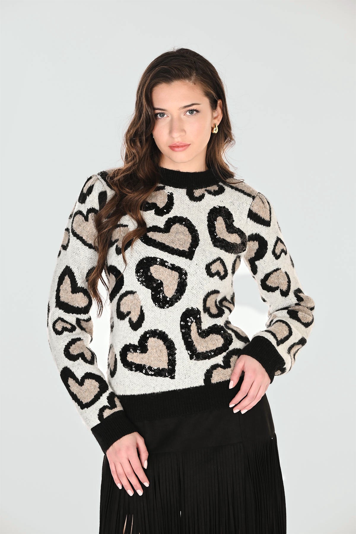 Sparkle Leopard Heart Sweater