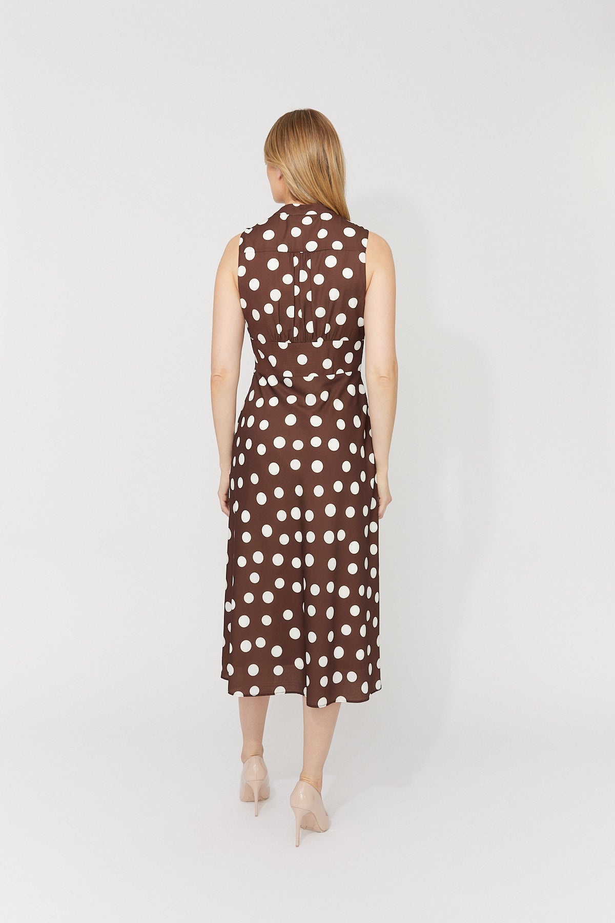Brown and Cream Polka Dot Dress