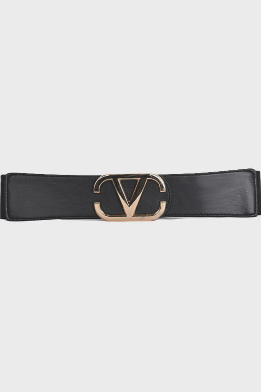 Wide Golden V Buckle Belt