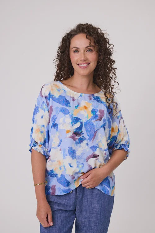 Classified Modena Print Top Blue